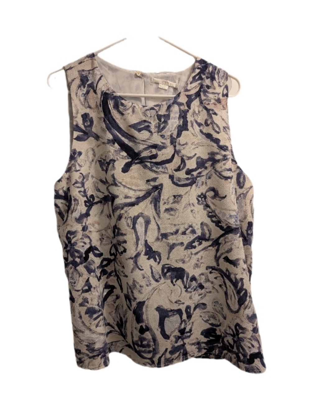 C&E Blue & White Pattern Sleeveless Top XL